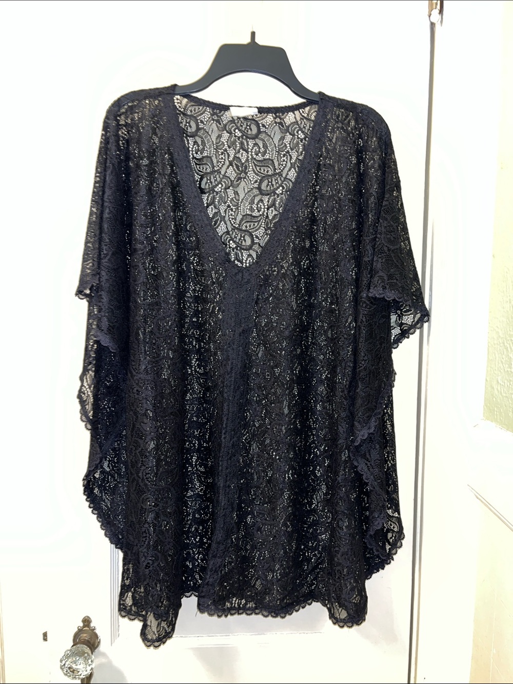 Black Lace V-Neck Swim Cover-Up Kaftan